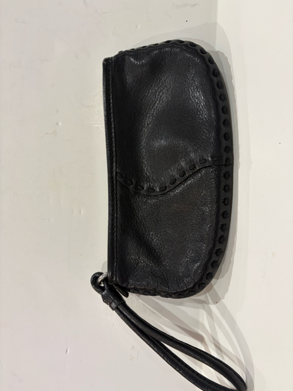 Lucky Brand Black Leather Zip Wristlet